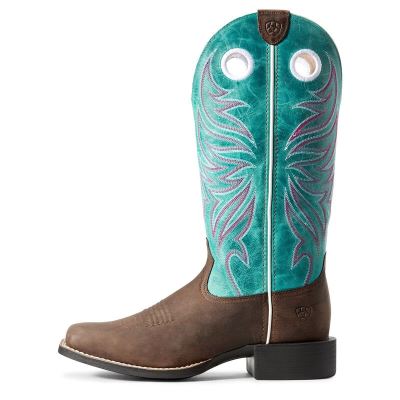 Ariat Western: Round Up Ryder Botas Western Mujer - Marrones / Azules (NJMUA1843)